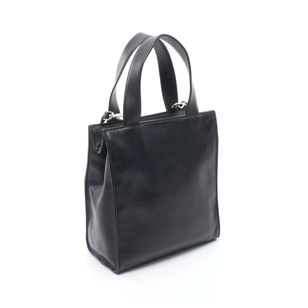 Prada Leather Shoulder Black Bag Nero Enameled Triangle Black
